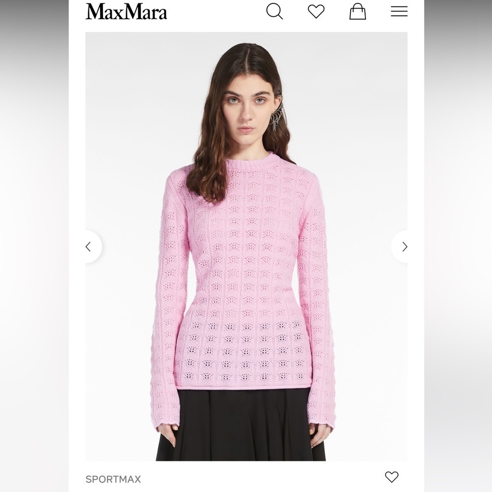 MaxMara Pink Wool Cashmere Long-Sleeve Sweater, Size XS